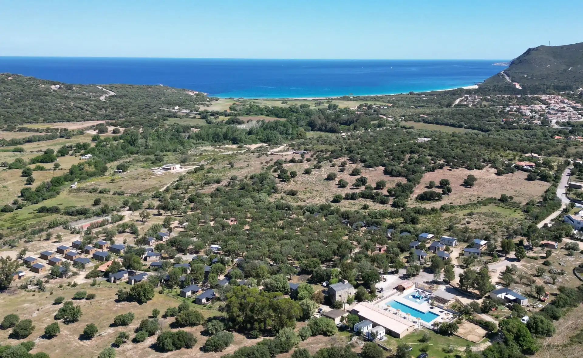 Vue du ciel de notre camping en Haute-Corse